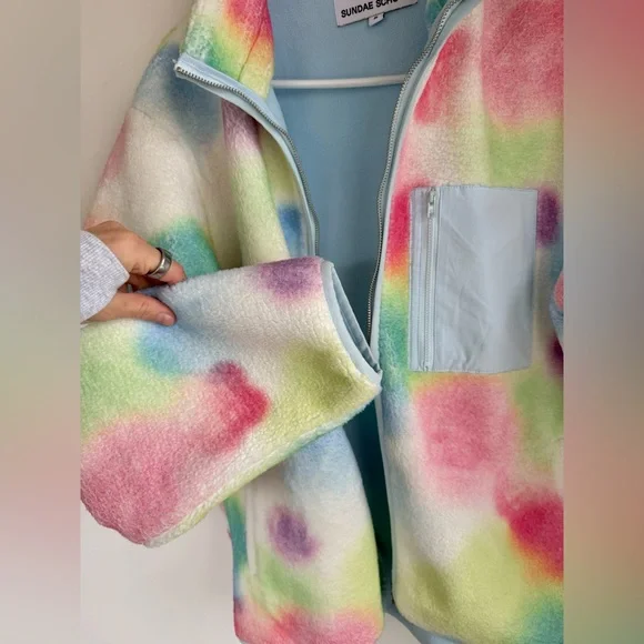 Sundae School Rainbow Valentine’s Day Drop Rainbow Fleece Unisex Small - Picture 13 of 14